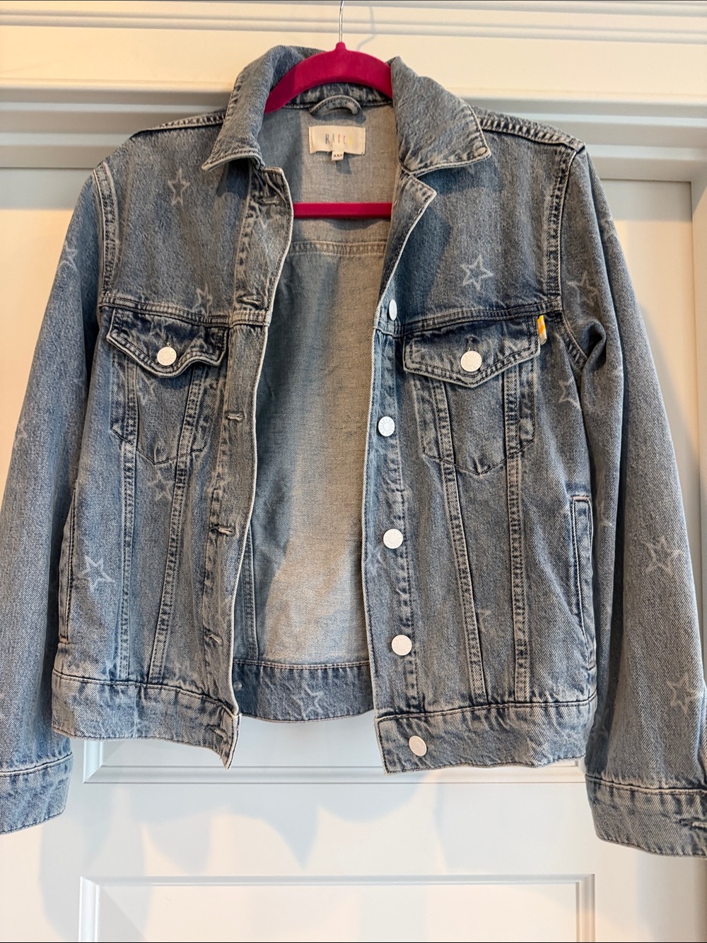 Rails Faded Light Blue Star Print Denim Jacket